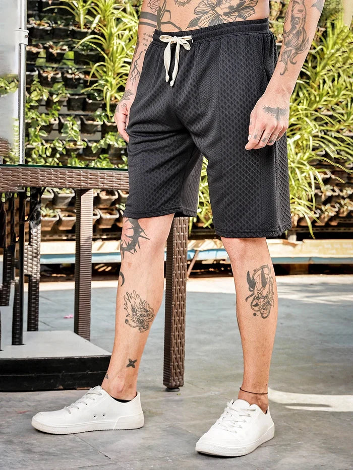 House Of Koala Black Casual Knitted All-Day Comfort Shorts