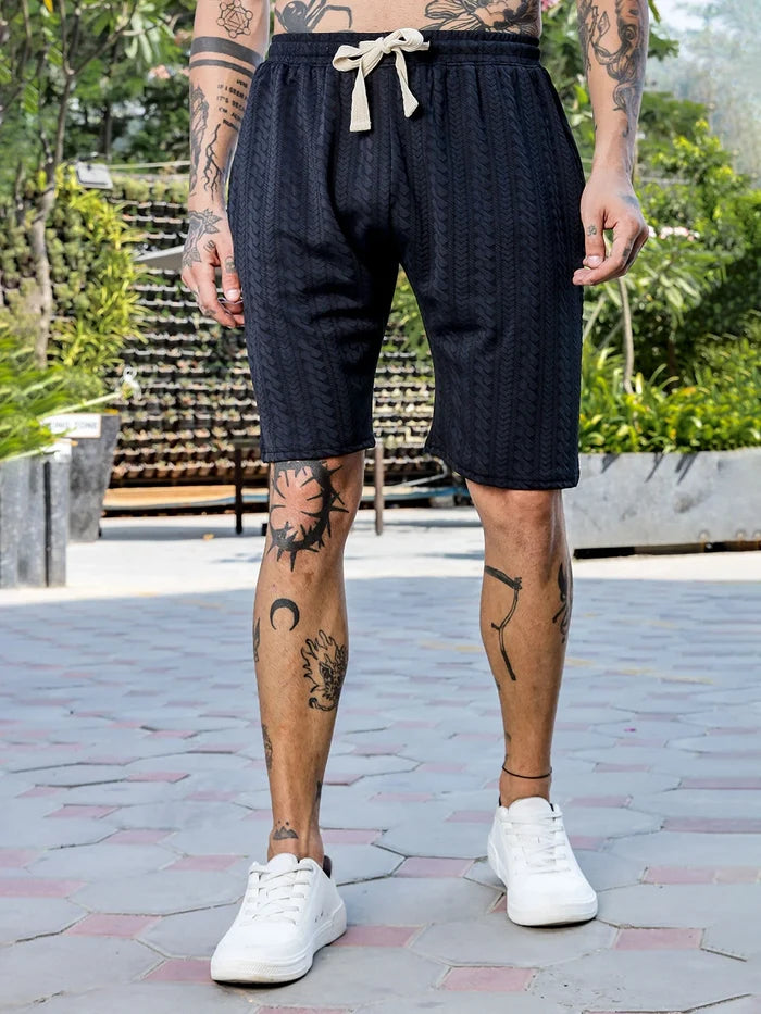 House Of Koala Black Casual Wear Knitted All-Day Comfort Shorts