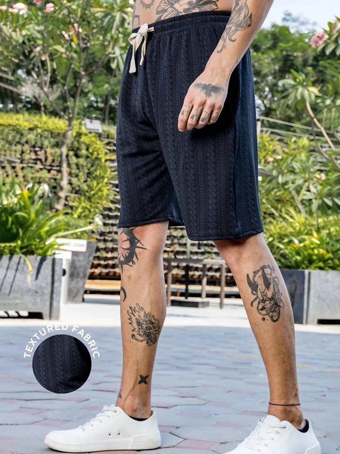 House Of Koala Black Casual Wear Knitted All-Day Comfort Shorts