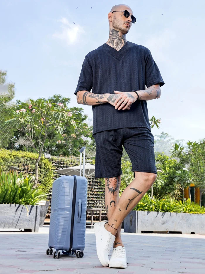 House Of Koala Black Casual Wear Knitted All-Day Comfort Shorts