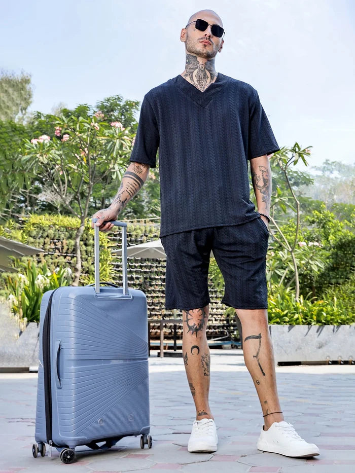 House Of Koala Black Casual Wear Knitted All-Day Comfort Shorts