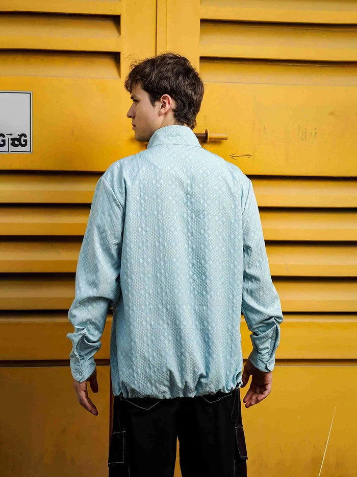 House Of Koala Blue Oversized Jacquard Textured Shacket Pullover