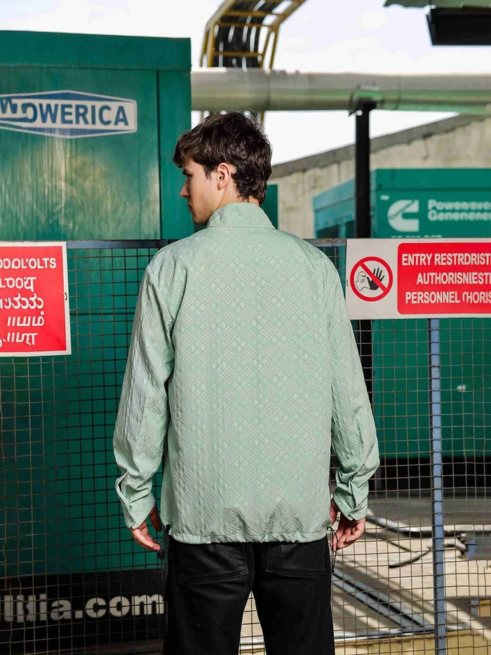 House Of Koala Green Oversized Textured Shirt Shacket