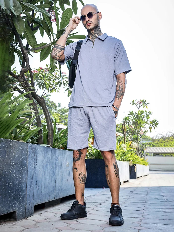 House Of Koala Grey Casual Wear Knitted All-Day Comfort Shorts