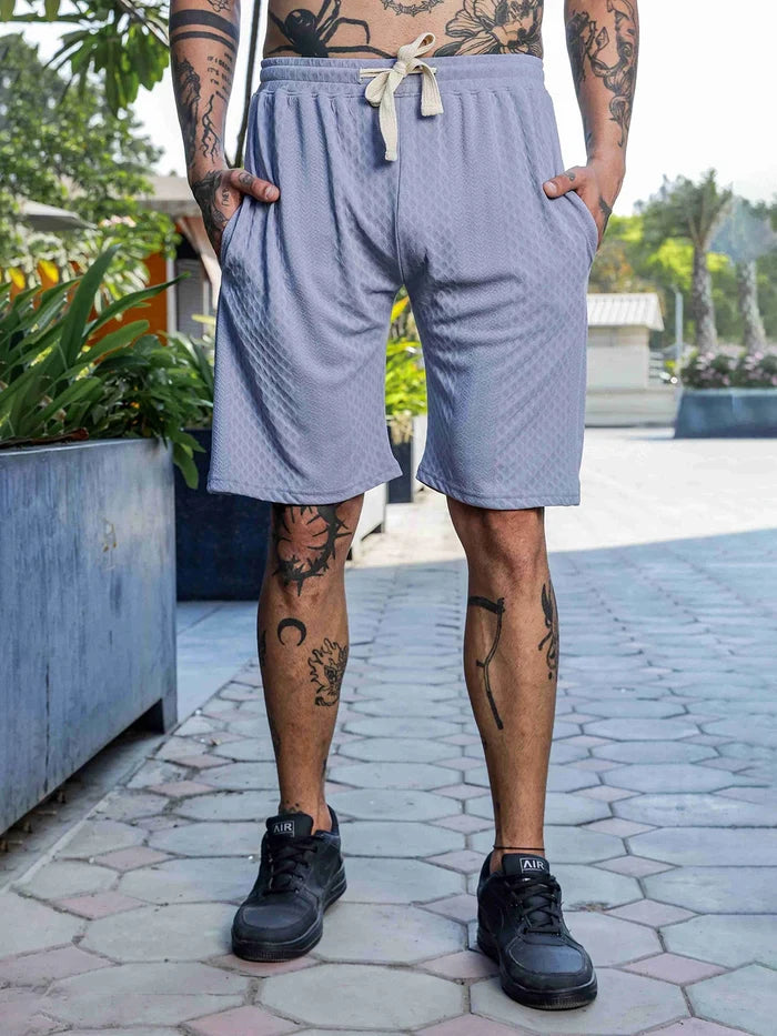 House Of Koala Grey Casual Wear Knitted All-Day Comfort Shorts