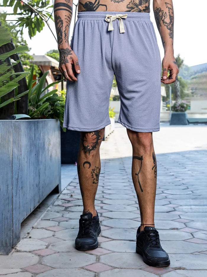House Of Koala Grey Casual Wear Knitted All-Day Comfort Shorts