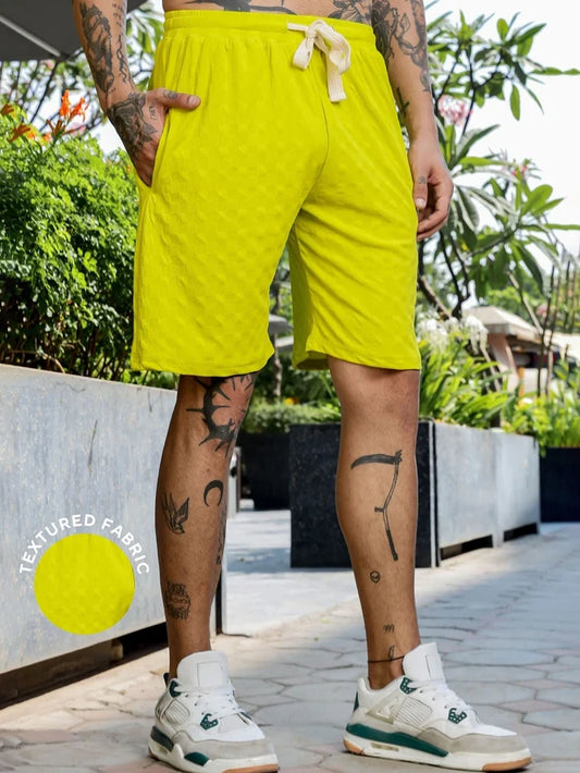House Of Koala Lime Green Casual Wear Knitted All-Day Comfort Shorts