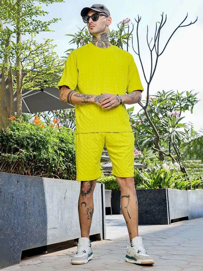 House Of Koala Lime Green Casual Wear Knitted All-Day Comfort Shorts