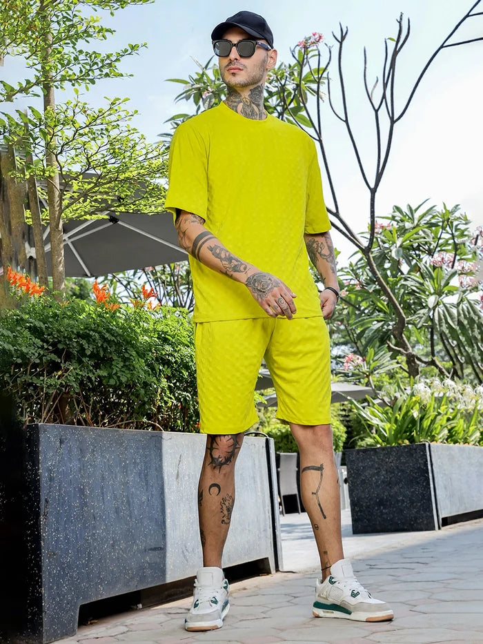 House Of Koala Lime Green Casual Wear Knitted All-Day Comfort Shorts