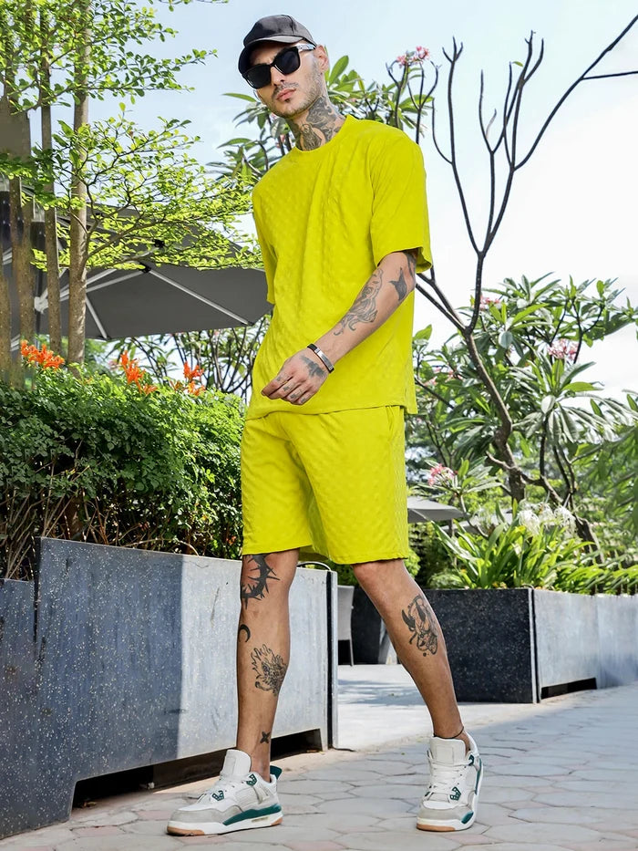 House Of Koala Lime Green Casual Wear Knitted All-Day Comfort Shorts