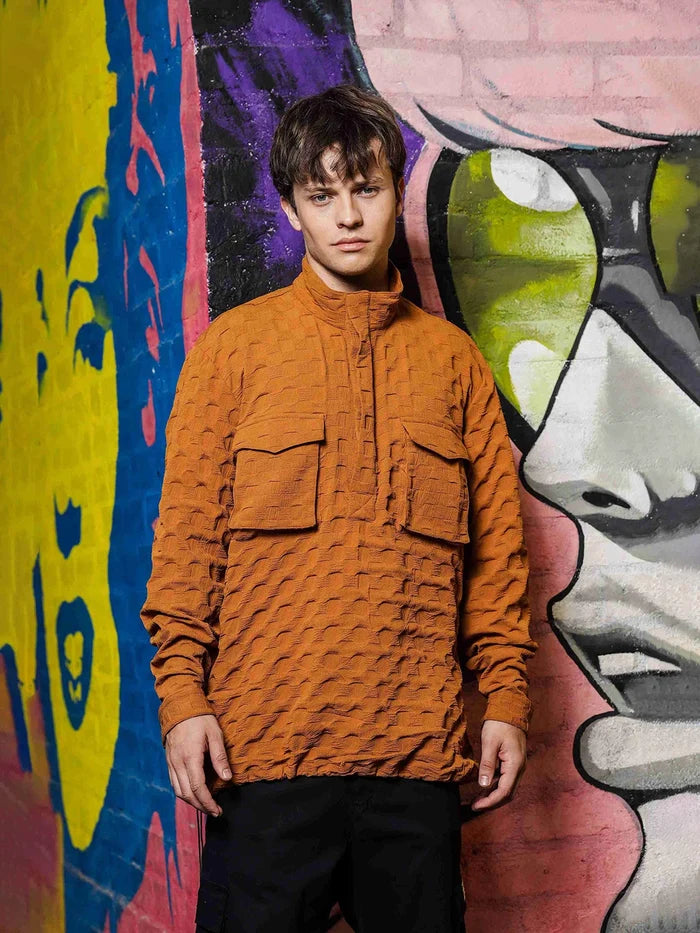House Of Koala Mustard Oversized Textured Shirt Shacket