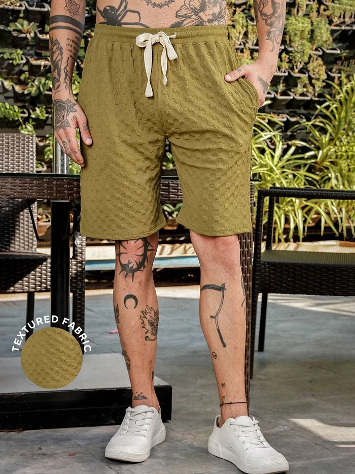 House Of Koala Olive Casual Wear Knitted All-Day Comfort Shorts