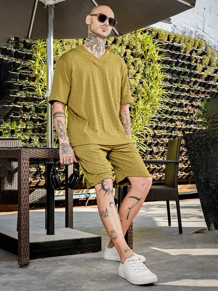 House Of Koala Olive Casual Wear Knitted All-Day Comfort Shorts