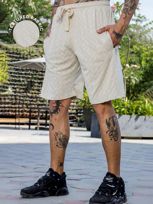 House Of Koala White Casual Wear Knitted All-Day Comfort Shorts