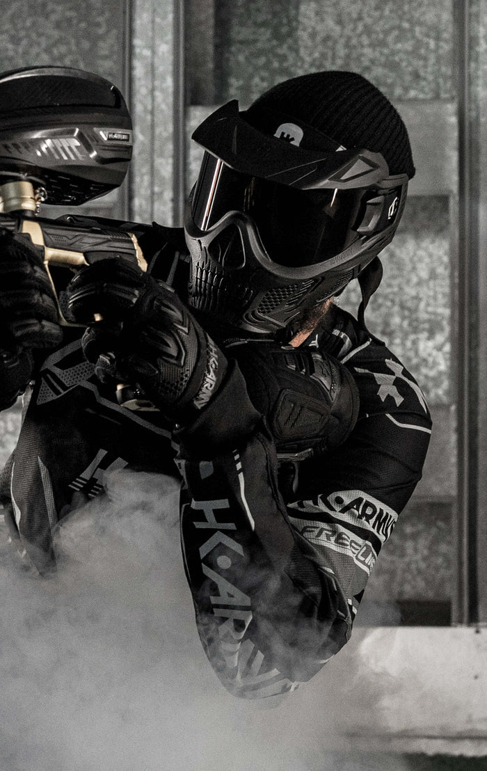 Black HSTL Skull Goggle with Smoke Lens and Universal Black Visor.