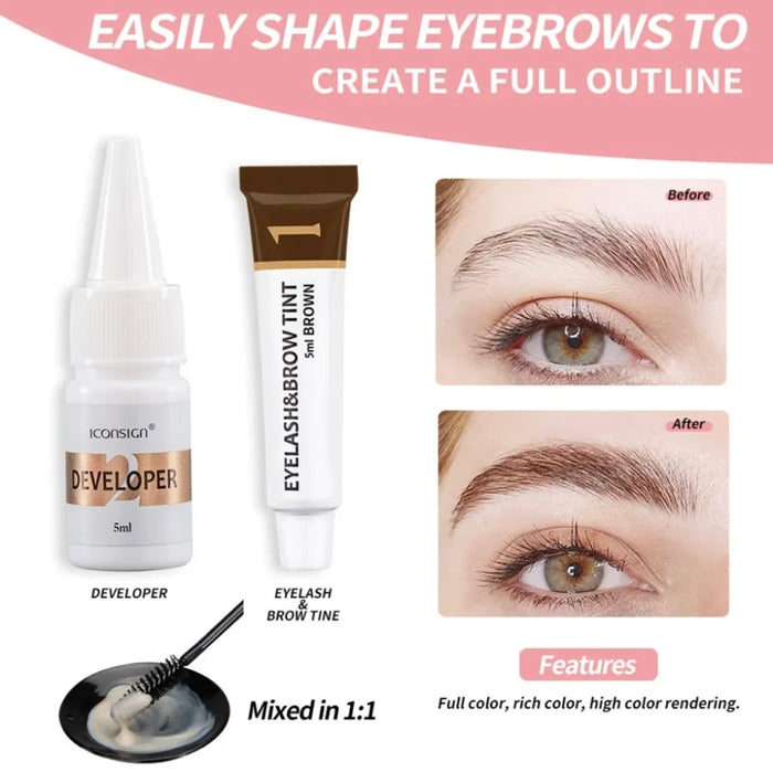 ICONSIGN Lash Lift & Tint Kit - Brown for Stunning Eyelashes & Eyebrows - SD Cosmetics Care