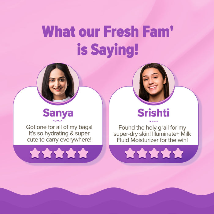 Fresh Fam feedback card with review and star ratings