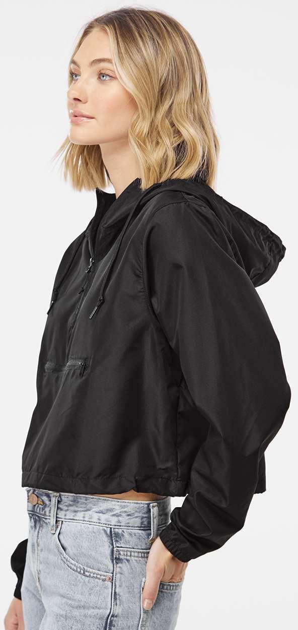 no-logo Independent Trading Co. Ladies Lightweight Quarter-Zip Pullover Crop Windbreaker-Outerwear-Independent Trading Co.-Thread Logic