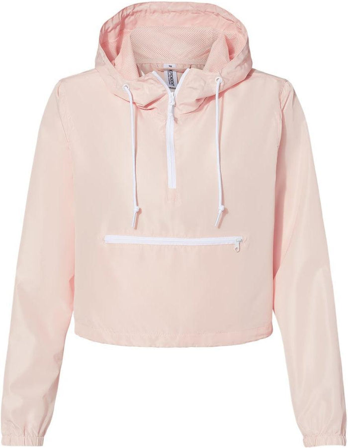 Independent Trading Co. Women's Lightweight Quarter-Zip Pullover Crop Windbreaker