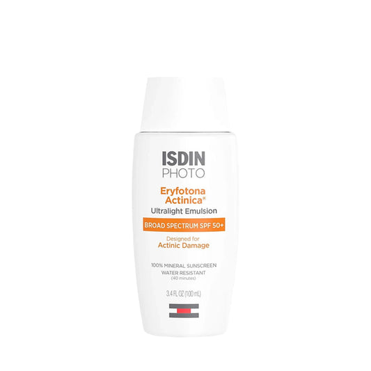 ISDIN Eryfotona Actinica Ultralight Emulsion SPF 50+ mineral sunscreen bottle