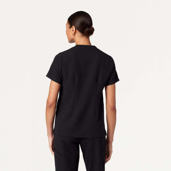 JAANUU Notched V - Neck Scrub Top Black - Get Scrubbed