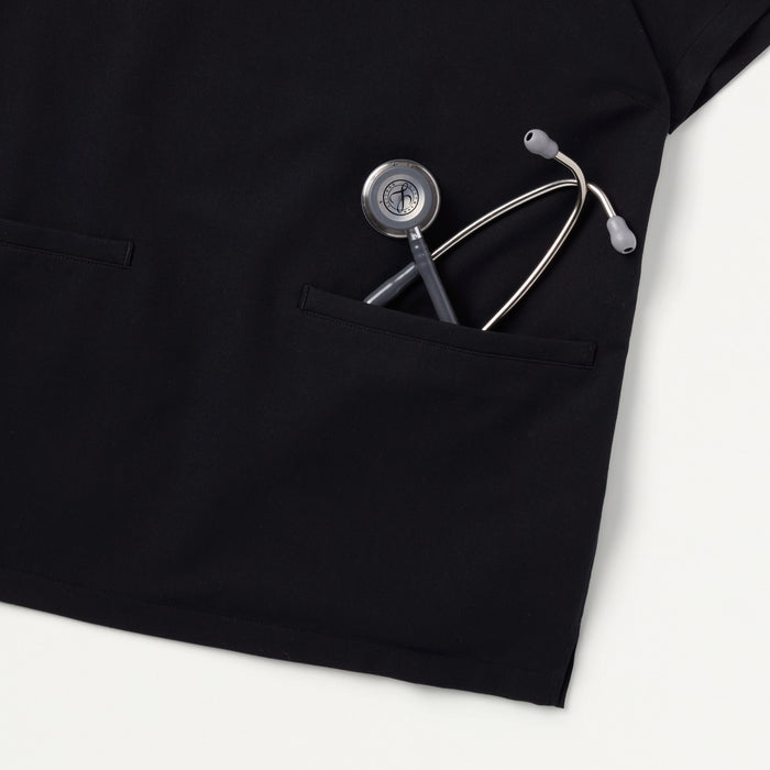 JAANUU Notched V - Neck Scrub Top Black - Get Scrubbed