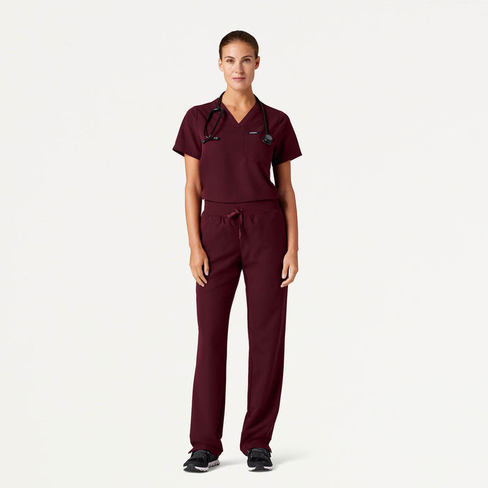 JAANUU Rhena Essential 1 pocket Scrub Top Burgundy - Get Scrubbed