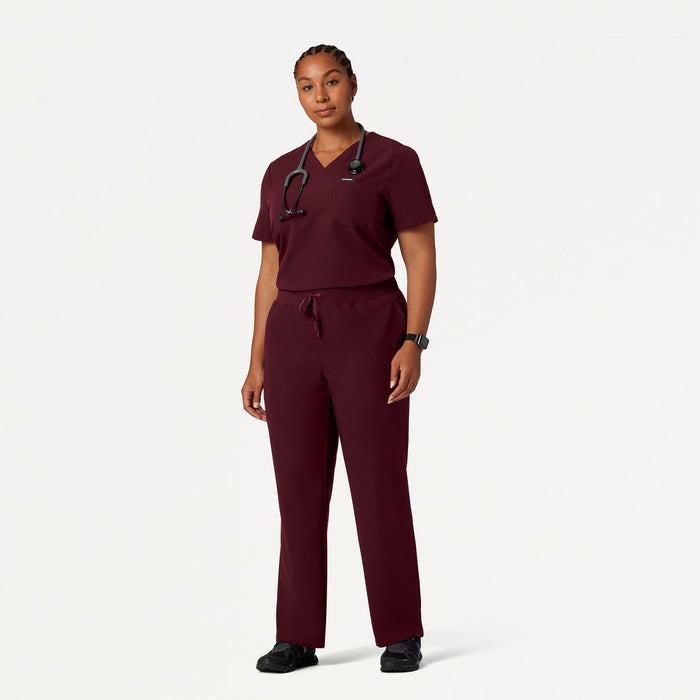 JAANUU Rhena Essential 1 pocket Scrub Top Burgundy - Get Scrubbed