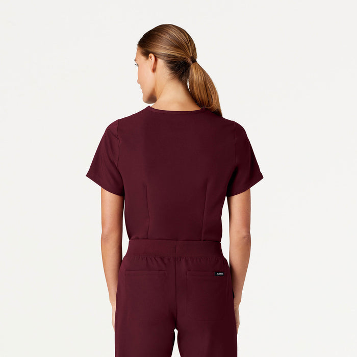 JAANUU Rhena Essential 1 pocket Scrub Top Burgundy - Get Scrubbed