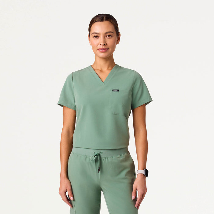 JAANUU Rhena Slim Essential 1 pocket Scrub Top Sage - Get Scrubbed