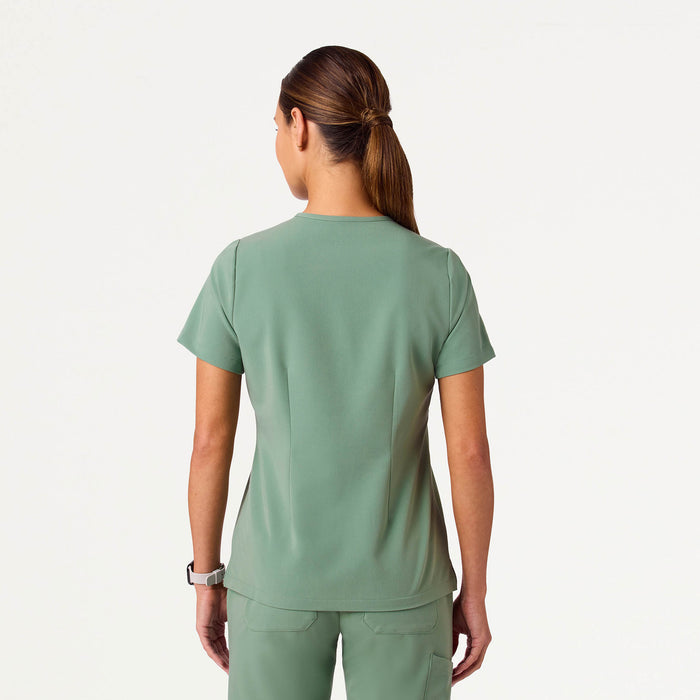 JAANUU Rhena Slim Essential 1 pocket Scrub Top Sage - Get Scrubbed
