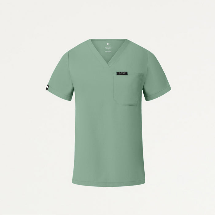 JAANUU Rhena Slim Essential 1 pocket Scrub Top Sage - Get Scrubbed
