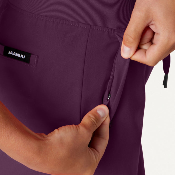 JAANUU Xenos Essential Knit-Waist Scrub Pant Eggplant - Get Scrubbed