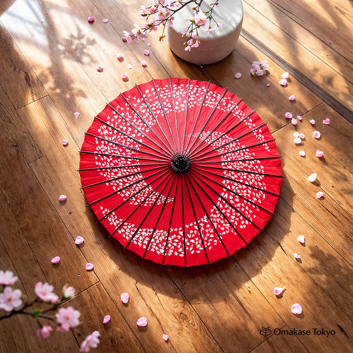 Red and Cherry Blossom Swirl