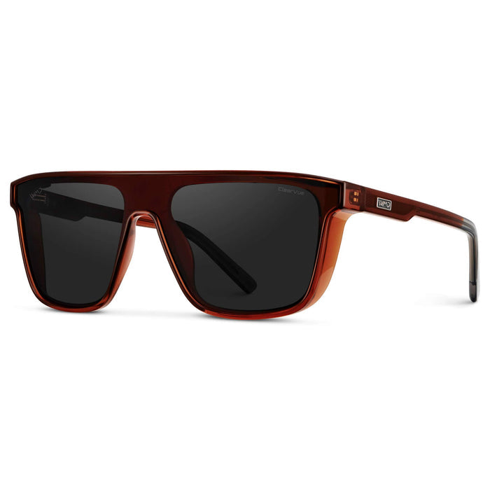 WMP Eyewear Jett men's polarized sunglasses with black frames and dark tinted lenses, stylish and protective eyewear for outdoor activities.