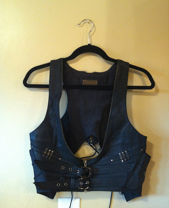 JUNGLE TRIBE FULL METAL VEST LEATHER SIZE M BLACK