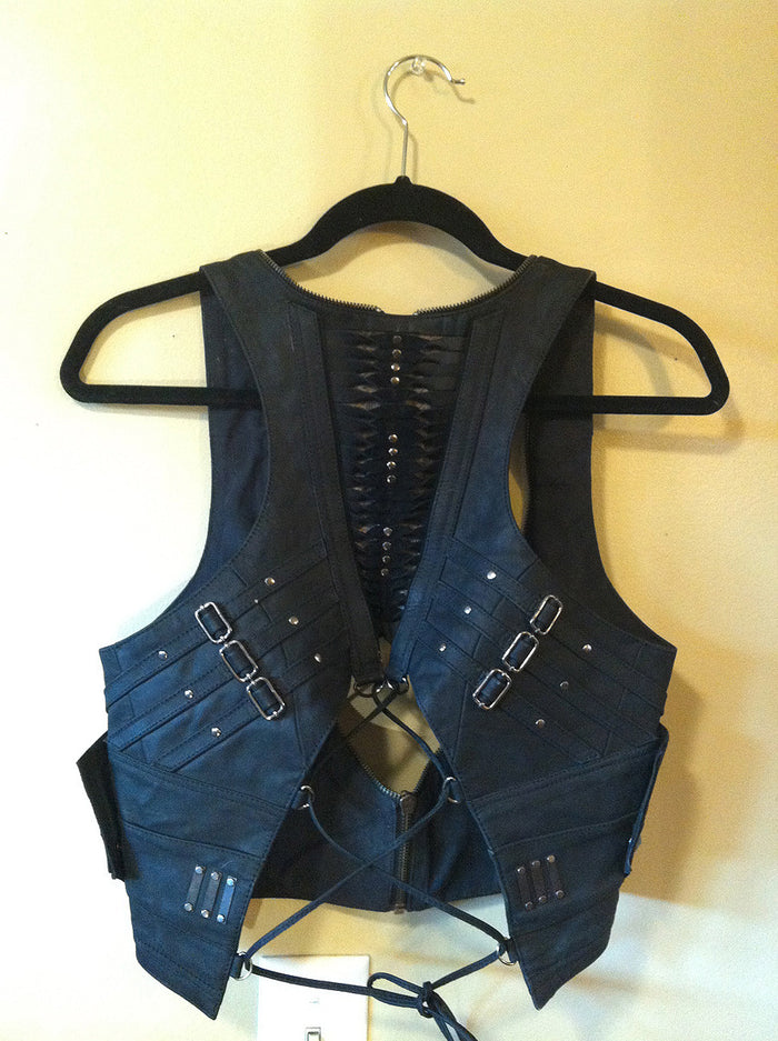 JUNGLE TRIBE FULL METAL VEST LEATHER SIZE M BLACK