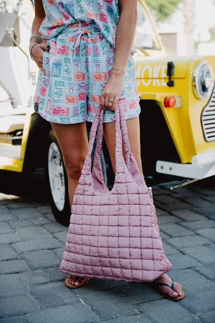 Katydid Mauve Rectangular Tote Bag Puffer