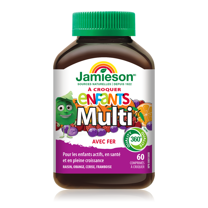 31000592 Jamieson Multivitamin for Kids Chewables, Fruit, 60 ct 7877_R2052_Multi_Kids_Chew_250cc_BTL_FR