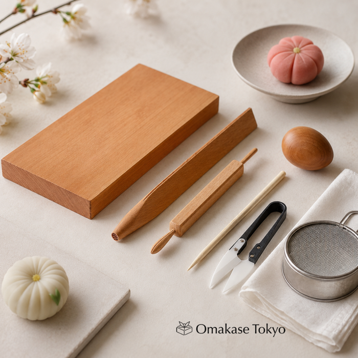Kitashien Japanese Wagashi Tool Set, 8 Pieces with Box