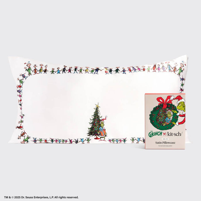 KITSCH The Grinch x Kitsch Satin Pillowcase in Whoville - King