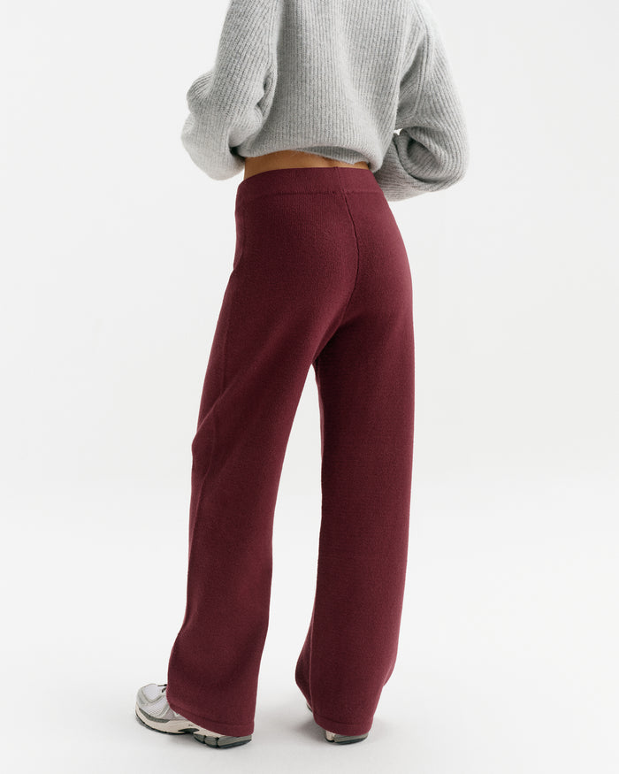 Knit Straight Leg Sweatpants - Damson Red