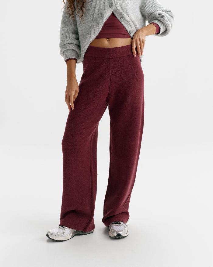 Knit Straight Leg Sweatpants - Damson Red
