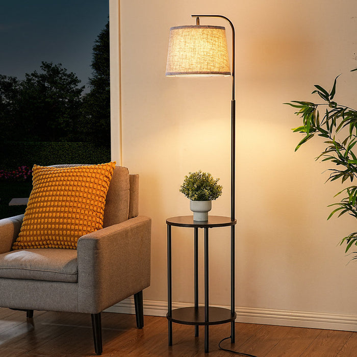 Lampadaire table d'appoint 62" Noir/Ébène
