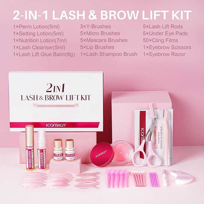 Lash And Brow Lift Kit - DIY Eyelash Perm with Strong Adhesion, Easy Use, & Natural Ingredients - SD Cosmetics Care