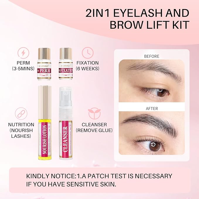 Lash And Brow Lift Kit - DIY Eyelash Perm with Strong Adhesion, Easy Use, & Natural Ingredients - SD Cosmetics Care