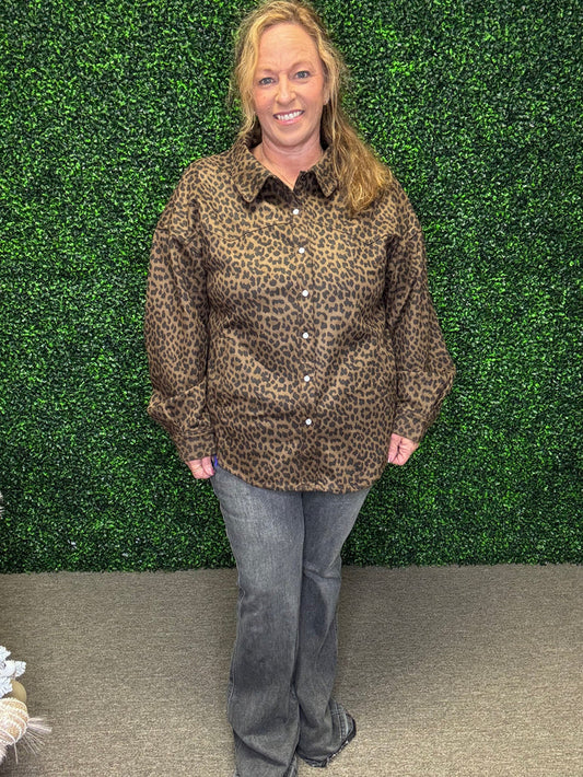 Leopard Button Down Shirt
