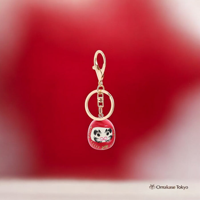 LIFKOME Mini Daruma Keychain – Gold & Red