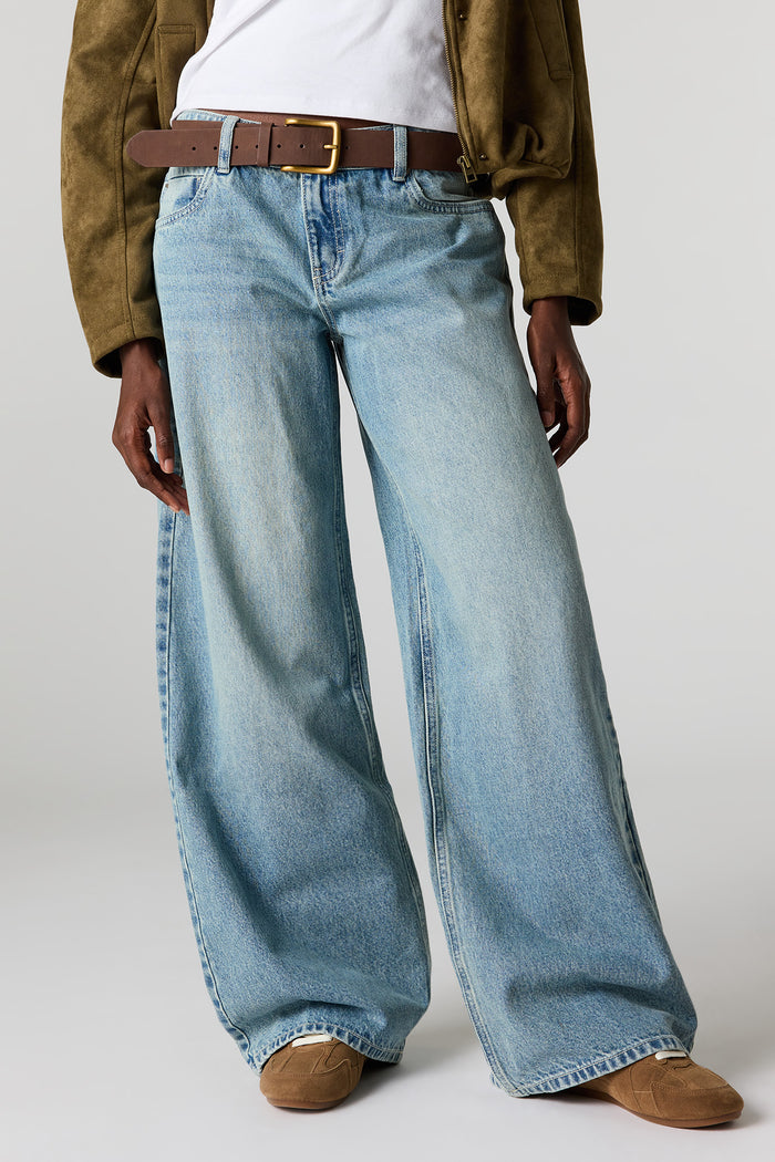 London Low Rise Super Baggy Belted Jean