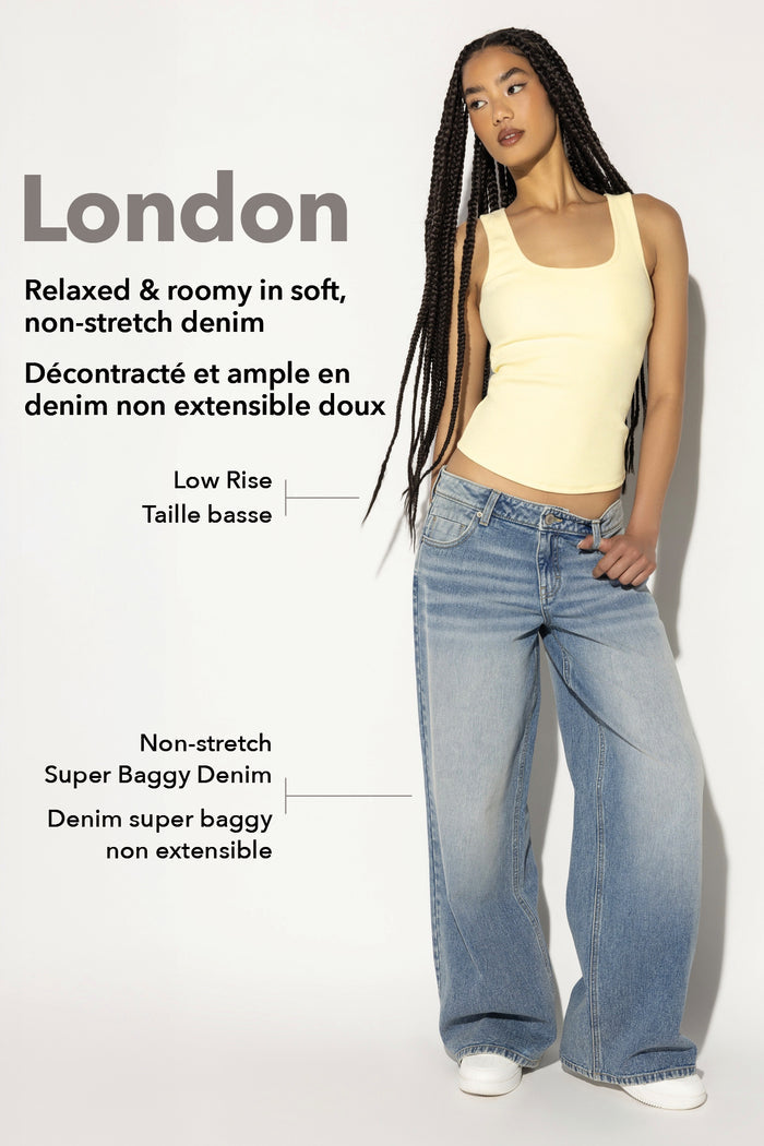 London Low Rise Super Baggy Belted Jean
